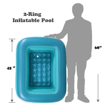 HIWENA Kiddie Pool, 45x35x14inch Green Inflatable Kids Swimming Pool with Fast Valve, Repair Patch & Drain Plug, Summer Water Fun Bathtub & Ball Pit for Kids