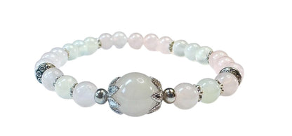 Handmade Rose Quartz and Moonstone Healing Bracelet 7 Inches