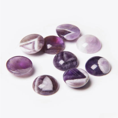 20pcs 12mm Natural Stone No Hole Amethyst Semicircle Smooth Cabochons Beads Healing Chakra Crystal Stone Bead for Jewelry Making Rings Earrings Necklace Bracelet DIY Crafts
