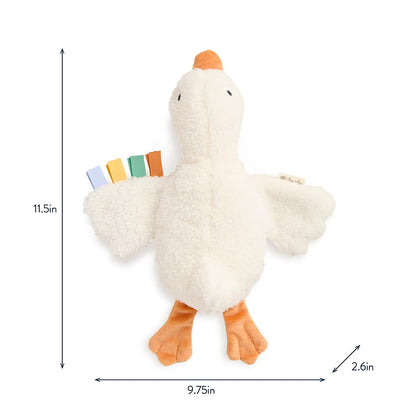 Itzy Ritzy Huggable Lovey – Soft Plush Baby Comfort Toy & Snuggle Companion with Sensory Ribbons - Machine Washable - Designed for Newborns & Toddlers (Goose)