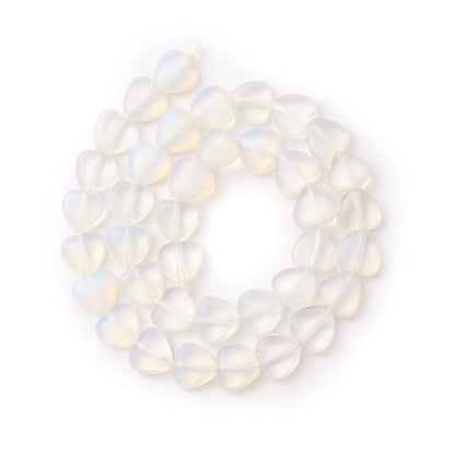 Natural Heart Shaped Opal Stone Beads 10mm Loose Crystal Healing Beads for DIY Necklace Bracelet Making Gemstone Craft Supplies