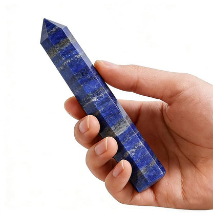 Natural Stone and Crystals Point Wand Reiki Healing Stone Rose Quartz Amethyst Home Decor Mineral Stones Crafts (5.9inch Wand Lapis Lazuli)