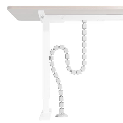 PEGZONE Under Desk Cable Management Spine – Flexible Cable Snake Organizer for Standing Desk, Tool-Free Magnetic Vertebrae Wire Management for 0.4"-2" Table, White