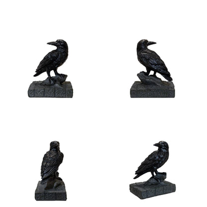 EASCHEER Raven On Rock Statue 3" Gothic Crow Scavenger Bird Decor Figurine