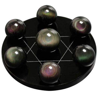 PPOZYLPC Crystal Ball Seven Star Array Obsidian Crystal The Office Decor Tablescape Decor Starter Set Textured Crystal Ball 7 Crystal Ball Crystal Ball Statue Gem,L