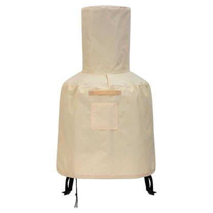 Yoojahow Chiminea Cover Outdoor Waterproof 600D Polyester Fire Pit Cover with Drawstring Weather-proof Heavy Duty Patio Chiminea Caps Outdoor Furniture Protection Defender(Brown)