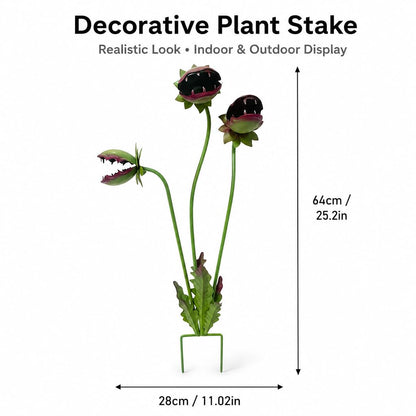 Bluethy Whimsical Metal Carnivorous Plant Garden Stake, Large 25-Inch Monster Venus Flytrap Plant Sculpture, Sturdy Yard Art for Patios, Flower Beds & Planters, a Quirky Unique Garden Gift (A)