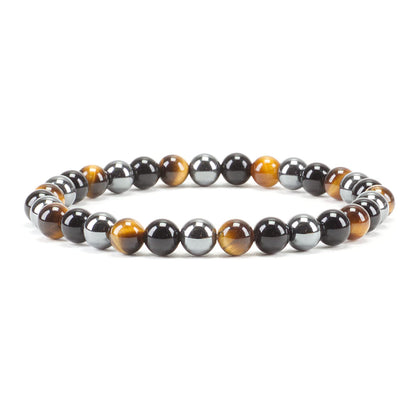 Cherry Tree Collection - Small, Medium, Large Sizes - Gemstone Beaded Bracelets For Women and Men - 6mm Round Beads (Triple Protection Gold - Medium)
