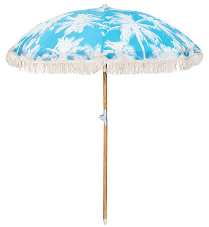 STANDERECT 6.5Ft Boho Beach Umbrella with Fringe, Tassel Umbrellas with Tilting Wood Pole & Carrying Bag, UPF 50+ for Beach (Palm)
