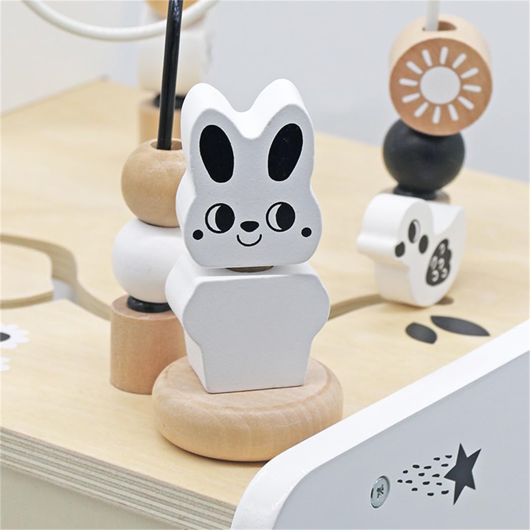 Wooden Baby Walker Activity Cubes,Baby Push Walker Toy for Toddler, 5in1 Montessori Learning&Educational Toys for 1+ Year Old Boy Girl | Sorting&Stacking | Bead Mazes and Counting Toys