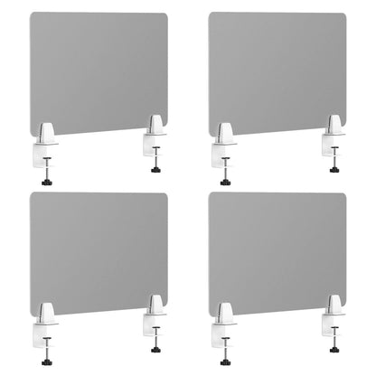 Desk Divider 4 Pcs Desk Privacy Panel 23.6''L x 15.8W'' Office Partitions Grey Acrylic Panel Pack of 4 Desk Divider Partition with Adjustable Universal Base