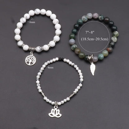UEUC Tree of Life Yoga Healing Stone Bracelets,Multilayer Lotus Chakra Stone Reiki Bracelet Sets,Anxiety Crystal Natural Stone,for Women Stress Relief(#179)