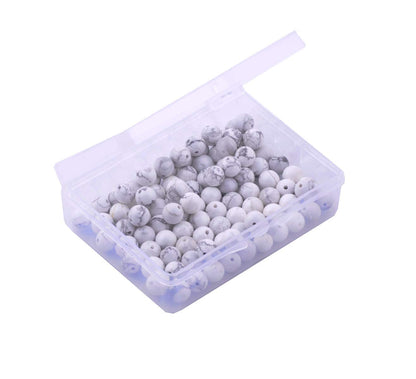 Natural Stone Beads 100pcs 10mm White Howlite Round Genuine Real Stone Beading Loose Gemstone Hole Size 1mm DIY Charm Smooth Beads for Bracelet Necklace Earrings Jewelry Making (White Howlite, 10mm)