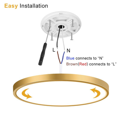 2Pack 9Inch LED Ceiling Light Fixture Flush Mount, 18W(180W Equivalent), 1800LM, 3000K Warm White, IP40, Flat Modern LED Ceiling Lights for Bedroom, Living Room, Bathroom, Stairwell, etc.(Gold)