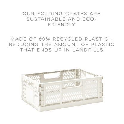 3 Sprouts Recycled Plastic Collapsible Crate - Stackable Folding Storage Crate for Organization for Adults & Kids - Foldable Plastic Crate - Large - Clay