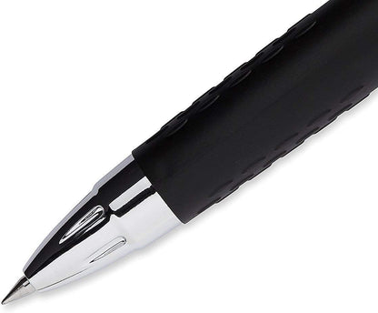 Advantage Gifts Signo 207 Roller Ball Retractable Gel Pens, Medium Point (0.7mm), Black Ink, 6 Count, Bundle with Plastic Reusable Pouch