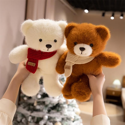 HOKESS Teddy Bear Stuffed Animals with Scarf,Soft Cuddly Plush Toy Doll Gift for Girls Boys Kids,12 Inch (Brown)