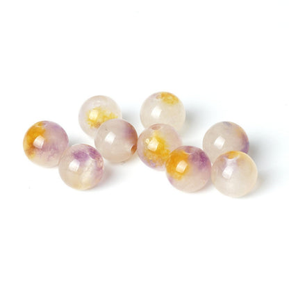 100Pcs Natural Stone 8mm Puple Yellow Jasper Round Loose Gemstone Energy Healing Beads Hole Size 1mm DIY Smooth Beads for Bracelet Necklace Earrings Jewelry Making