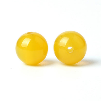 100Pcs Natural Stone 8mm Yellow Agate Round Loose Gemstone Energy Healing Beads Hole Size 1mm DIY Smooth Beads for Bracelet Necklace Earrings Jewelry Making