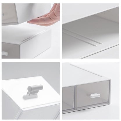 Desk Organizer-3 Tier Stackable Storage Drawers with 6 Compartments White Compact Desk Storage Drawers Great for Makeup Storage Bathroom Organization Accessories Etc (White)