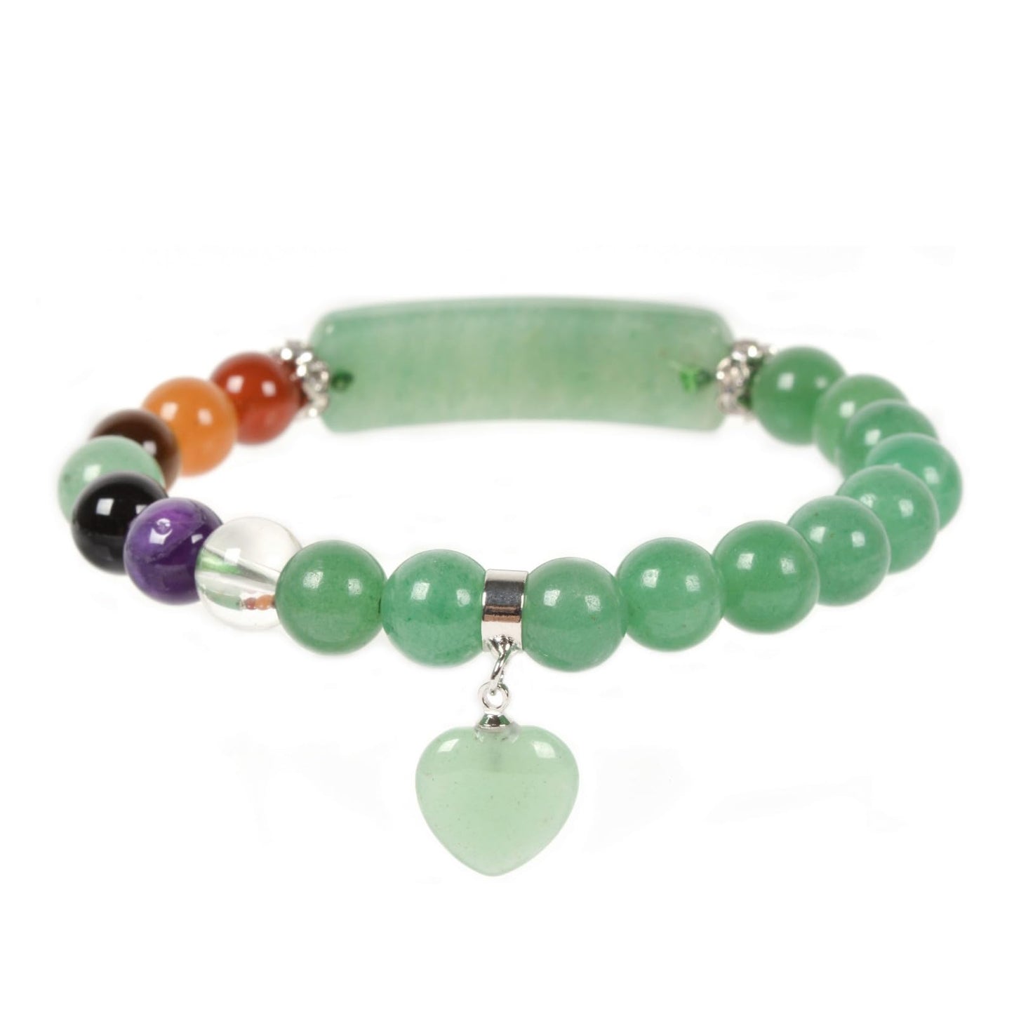 Justinstones Green Aventurine Natural Healing Stone Bracelet 8mm Beads Chakra Crystal Energy Heart Charm Bracelet Love Friendship Anxiety Crystal Healing Stone Chakra Bracelet