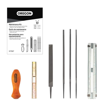 Oregon Universal Chainsaw Field 7pc Sharpening Kit - Includes 5/32", 3/16", and 7/32" Round Files, 6" Flat File, Handle, Filing Guide, and Travel Pouch (617067)
