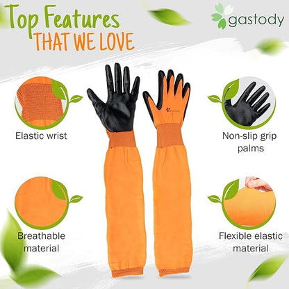 Gastody™ Long Gardening Gloves Women and Men M - Long Sleeve Garden Gloves Multipurpose Heavy Duty Outdoor and Indoor - Long Cuff Garden Gloves - Thorn Resistant Protective Work Rose Pruning Gloves