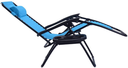 Topment Outdoor Zero Gravity Lounge Chair with Pillow & Utility Tray, Folding Patio Lawn Beach Recliner(Blue)