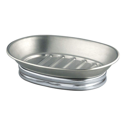 iDesign York Metal Soap Saver, Holder Tray for Bathroom Counter, Shower, Kitchen, 4" x 5.5" x 1.5", Brushed Stainless Steel