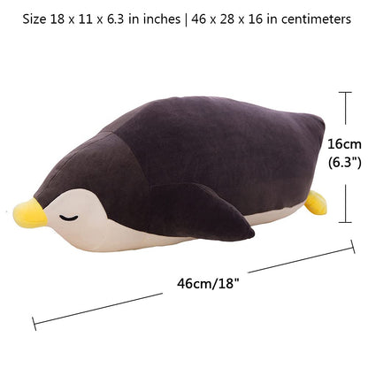 MMTTAO Stuffed Penguin Animal Plush Toy 18 Inch Black Sleeping Penguin Stuff Soft Kawaii Plushies Cute Dolls Collection Huggable Pillow Cushion Room Decor Gifts for Kids Children Boys Girls, 18Inches