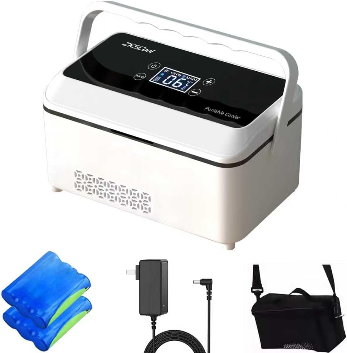 ZKSCool Portable Insulin Travel Case,13600mAh Rechargeable Battery Diabetic Box, Mini Drug Refrigerator with LCD Temp Display, Insulin Cooler Travel Box for Home & Outdoor Use (Black)
