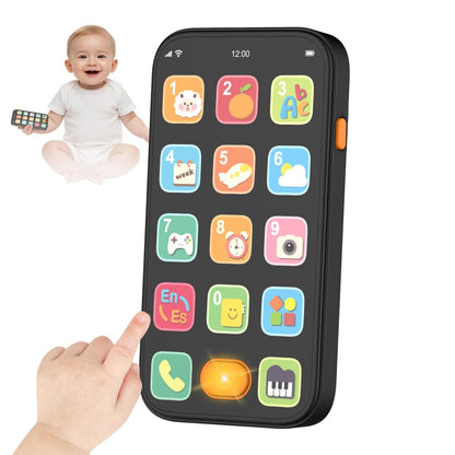 Bilingual Baby Phone Toy Phone for Toddler 1-3, Fun Early Learning Musical Baby Toys for 6-12 Months with Sounds and Light, English/Spanish, Gift for 1 Year Old Boys Girls Kids Infant, Black