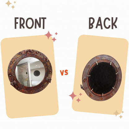 Nagina International Rustic Copper Shipwrecked Premium Nautical Porthole Mirror | Nautical Bathroom Mirrors (8 Inches, Aluminum Mirror)