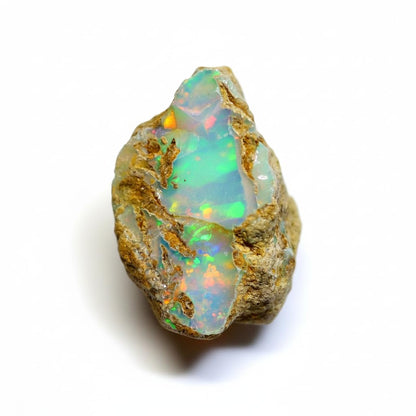 AAAA+ Natural Ethiopian Welo Opal Rough Stone – Ultra Fire Striking Raw Crystal | Handpicked Opal Rock for Jewelry Making | October Birthstone Gemstone (11.45 carat)