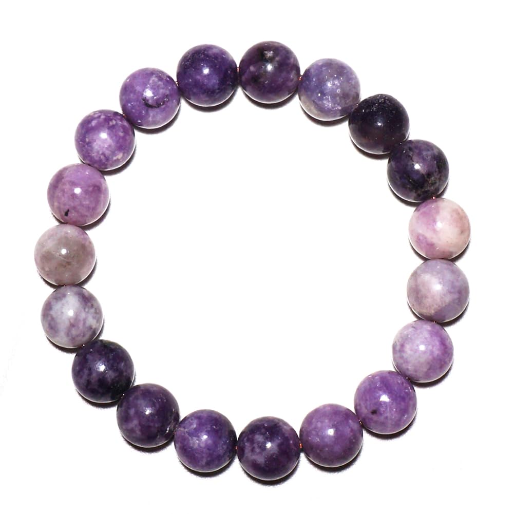 10mm Lepidolite Crystal Bracelet for Women Men | Natural Adjustable Handmade Lithium Purple Crystal Jewelry | Anxiety Relief & Stress - Emotional Balance | Fit for 7-8 inch Wrist