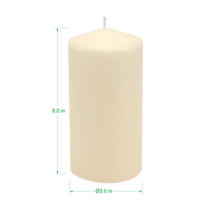 Stonebriar Unscented Pillar Candles – 65 Hour Burn Time, Long-Lasting Wax Candles for Weddings, Holidays, Home Décor & Special Events, Pack of 6, Ivory, 3" x 6"