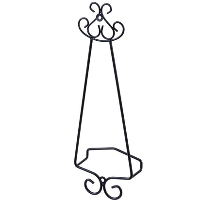 MyGift Set of 2 Vertical Hanging Collectible Plate Holders, Wall Mounted Matte Black Metal Wire Vintage Scrollwork Display Racks, Holds 8 to 11 Inch Plates