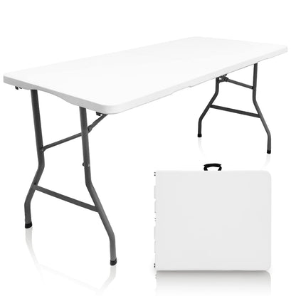 CAMP SOLUTIONS Plastic Folding Table, 5 FT Folding Table, Portable Tables for Dining Parties Card Picnic Camping