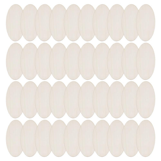 DELORIGIN 40pcs Wooden Oval Cutout 4.7 x 2.4 Inch Unfinished Wooden Blank Slices Crafts Natural Wood Circles DIY Plank Cutout Craft Supplies for Artist Painting Door Hanger Sign Wedding Decor