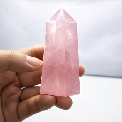 Mina Heal Healing Crystal Wands Point Faceted Prism Bars for Reiki Chakra Meditation Therapy Deco, Crystals for Beginners, Ornaments for Home (Rose Quartz)