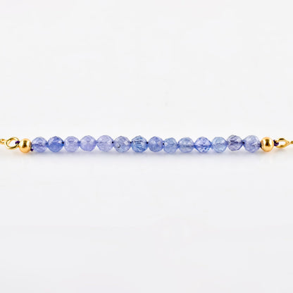 InfinityGemsArt Tanzanite Bracelets For Women, December Birthstone, Blue Beaded Stone Bolo Slider Crystals Gemstones Boho Jewelry, 14K Gold Plated Adjustable Chain, Valentines Day Gifts For Her