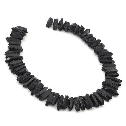 BEADIA Black Titanium Coated Crystal Quartz Spike Point Stick Beads Rough 1.0"-1.5" for Jewelry Making 15 Inch/Strand