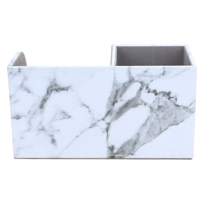 KINGFOM Desk Organizer Office Supplies Caddy Pu Leather Multi-function Storage Box Pen/Pencil,Cell phone, Business Name Cards Remote Control Holder Gray Marble