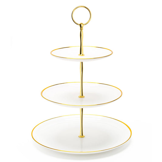 Coitak 3 Tier Cupcake Stand, Plastic Tiered Serving Stand, Dessert Tower Tray for Tea Party, Birthday and Wedding (Round-gold edge)