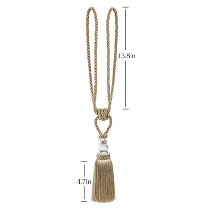 BEL AVENIR 4 Pack Curtain Hand-Woven Tiebacks Crystal Holdbacks Home Decorative Tassels (Golden, 4 Pack)