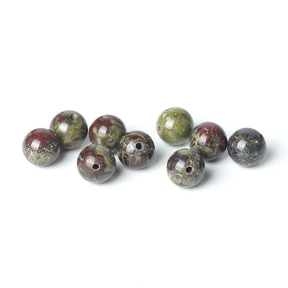 100Pcs Natural Stone 8mm Dragon Bloodstone Round Loose Gemstone Energy Healing Beads Hole Size 1mm DIY Smooth Beads for Bracelet Necklace Earrings Jewelry Making