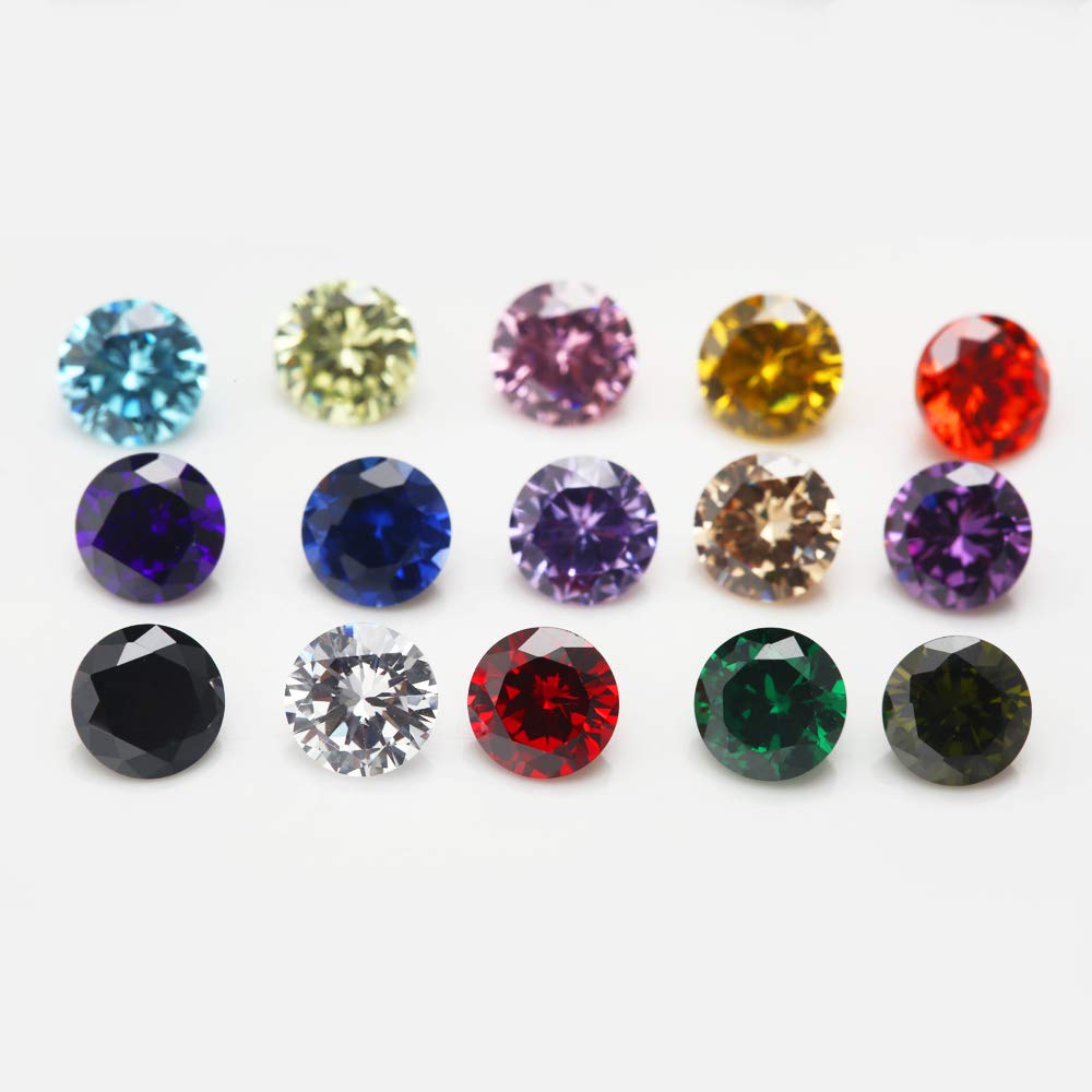 JIANGYUANGEMS 1500pcs 3mm Round Cut 5A Cubic Zirconia Stone Mix 15 Colors Loose CZ Synthetic Gemstone for Jewelry Making 100pcs per color