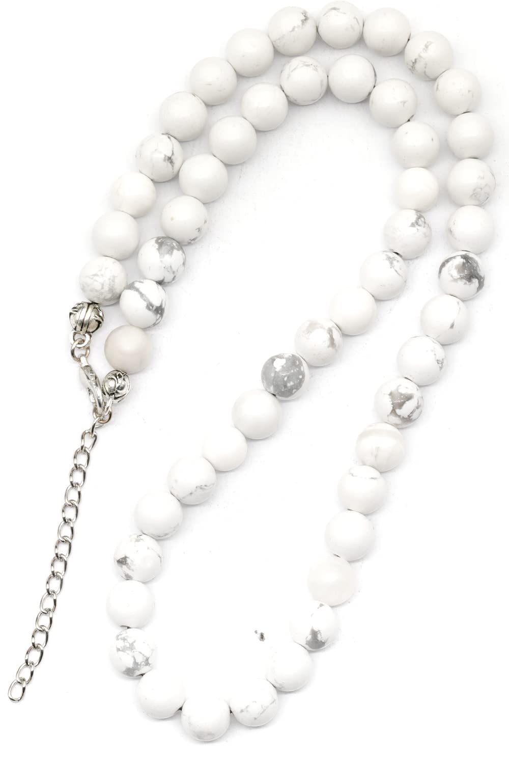 Natural Howlite Beaded Choker Necklace | 8mm Handmade Gemstone Jewelry | Gemini Zodiac Chakra Crystal | Calming Stress Relief Clarity Communication Balance White Stone Gift for Women & Men