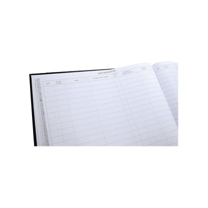 Wilson Jones S491 Detailed Visitor Register Book, Black Cover, 208 Ruled Pages, 9 1/2 x 12 1/4
