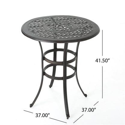 Christopher Knight Home Alfresco Outdoor 37" Cast Aluminum Round Bar Table, Bronze